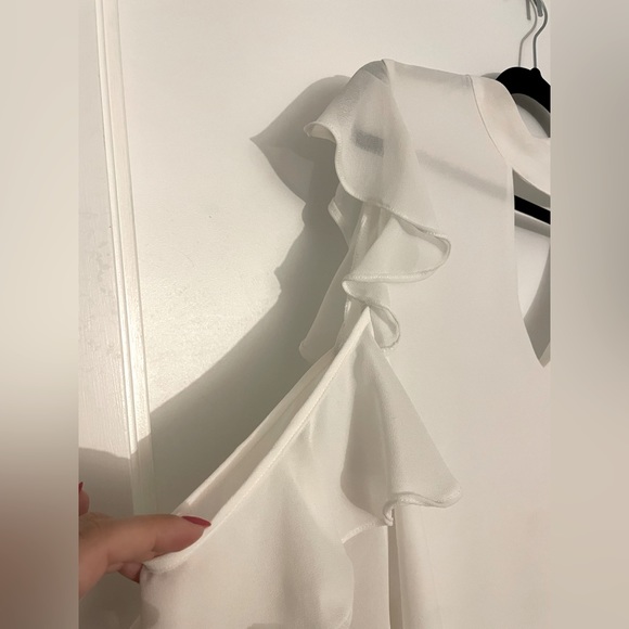 San Joy (Mendocino) Peep Shoulder White Blouse, Size Large. - Picture 5 of 8